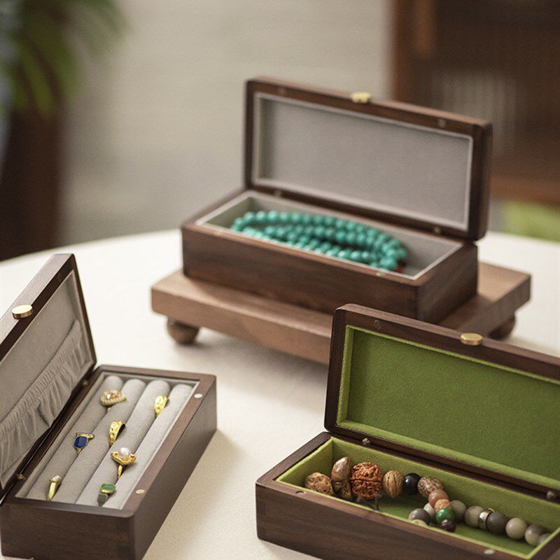 手串专用收纳盒文玩沉香手串珠戒指首饰高档精致带内衬.实木小盒