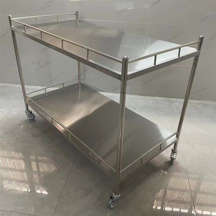 加厚不锈钢治疗车医用小推车扇形器F械台医疗长方形仪器车手术推