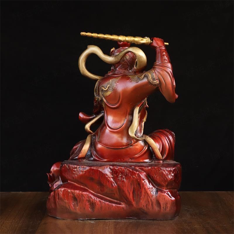 纯黄铜王灵官火神护o法铜像摆件家用三眼灵官王天君供奉神像摆设