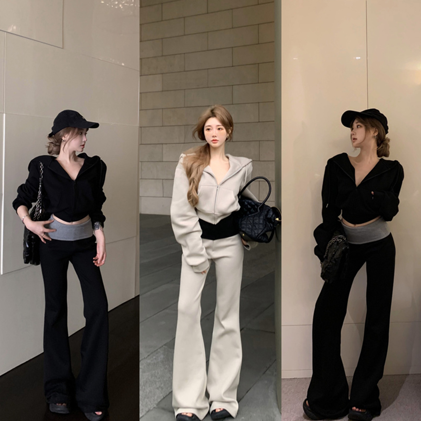 2025新款减龄撞色休闲运动卫衣套装女秋冬季韩系独特超好看两件套