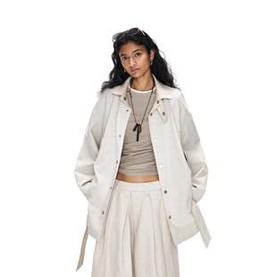 ACOSEY 25SS 竹节天丝麻拼接中低收腰绑带宽松休闲外套风衣