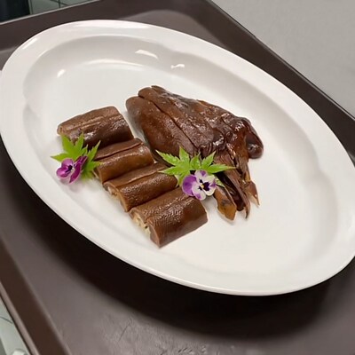 龙虾摆盘椭圆形鱼盘酒店餐厅专用中式意境M菜创意冷菜盘凉菜盘陶