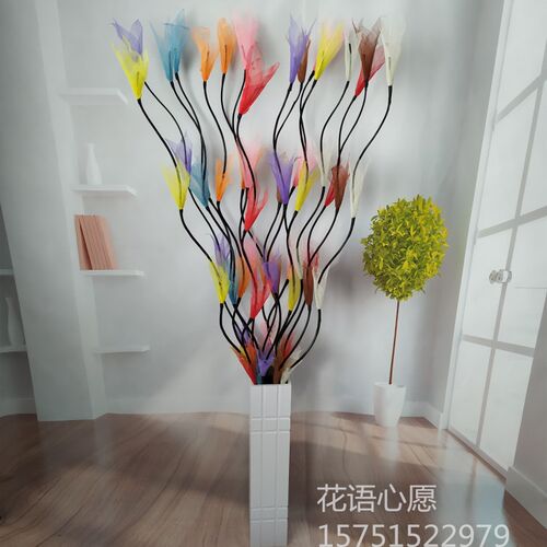 仿真花干支树枝干枝龙柳叶脉花客厅花假花干花真树V枝玄关橱窗隔