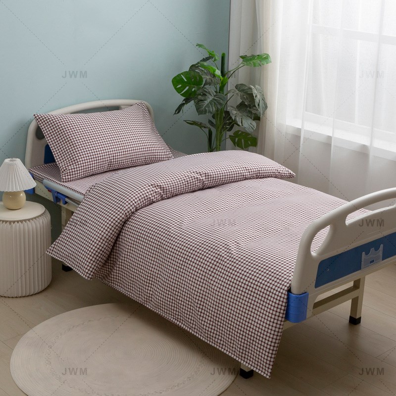 纯棉床上b三件套医院格格床单被套枕套诊所养老院美容院学生宿舍