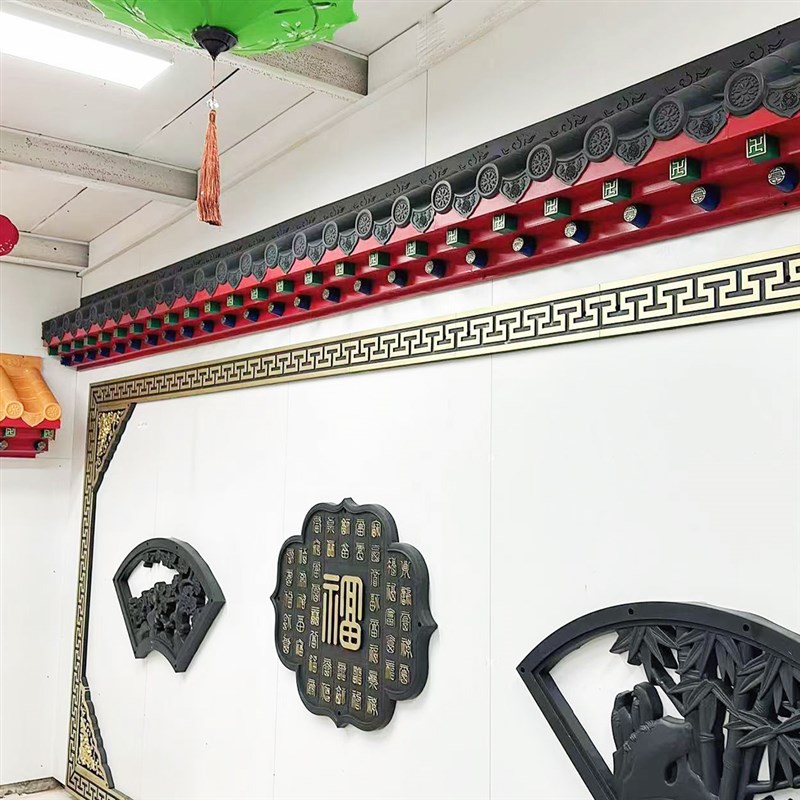 彩绘小号特厚免架k子仿古屋檐树脂瓦中式一体庭院围墙门头窗户装