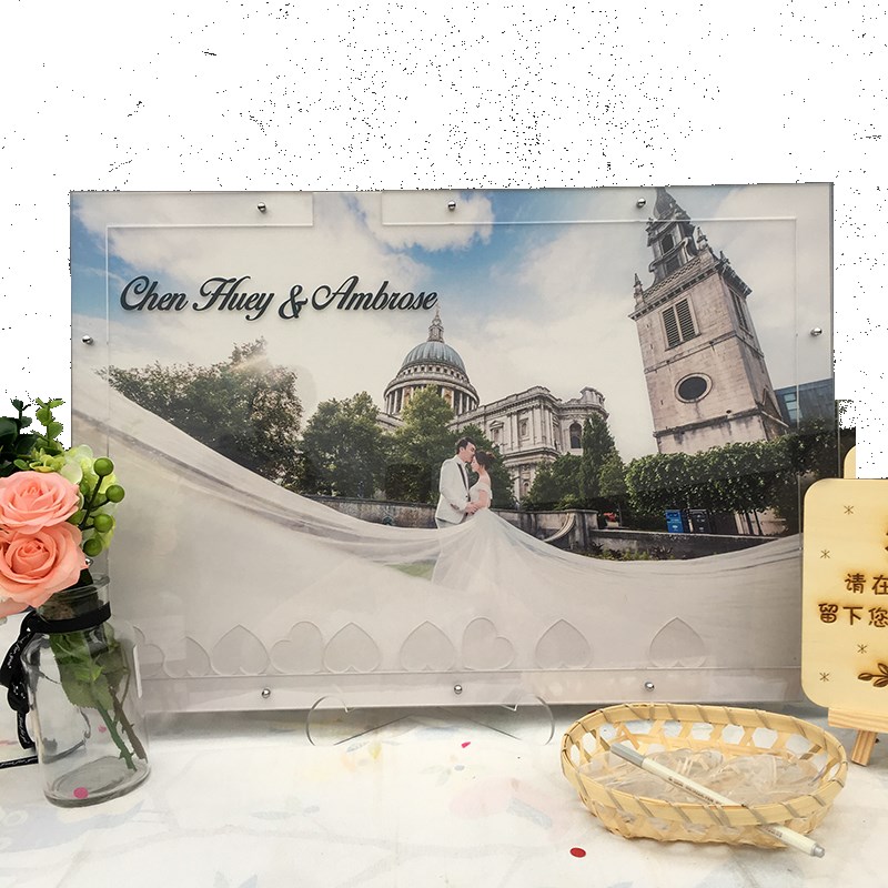 照片签名板册透明m签到树台本结婚礼庆道具爱心木片创意稻草兔兔