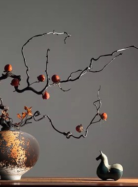 侘寂风花艺民宿复古粗陶瓷小足花B瓶日式花器玄关客厅装饰摆件陶