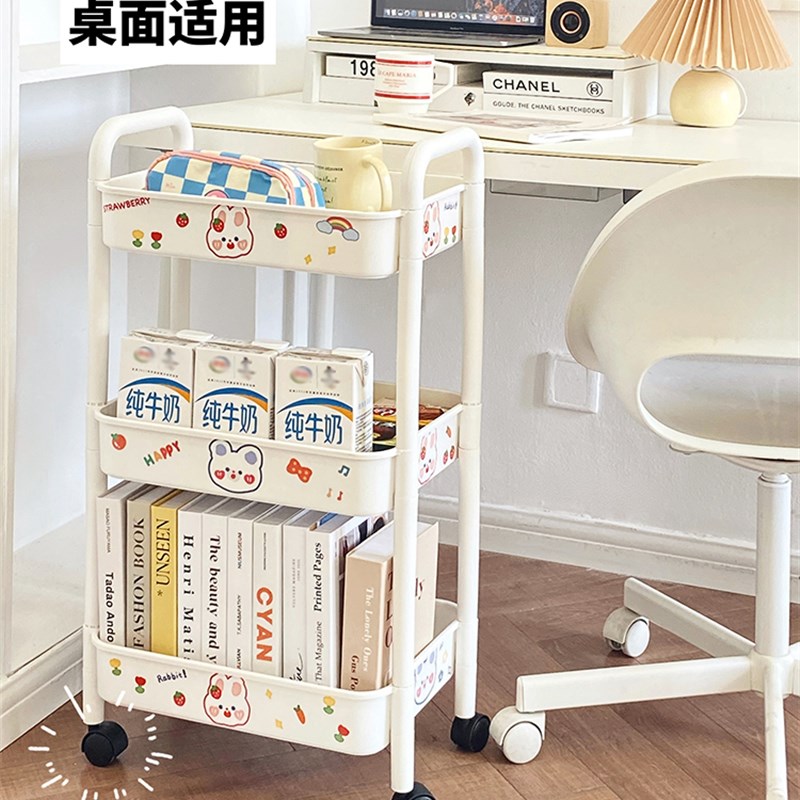 小推车置物架收纳架ins零食架宿舍神H器卧室厨房落地多层移动架子