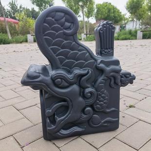正吻门头一体仿古屋n檐瓦树脂瓦配件中式搭配塑料吻兽龙头墙面装