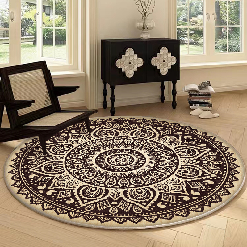 复古仿羊绒地毯美式圆形高级感客厅D沙发茶几毯卧室床边书房家用