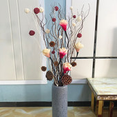 客厅干枝树枝落地插花摆件卧室花卉花束装 饰羽毛大花瓶.仿真花假