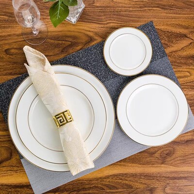 金边骨瓷盘子平盘k家用菜盘牛排西餐盘酒店自助餐高级感浅盘早餐