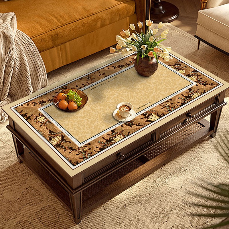 美式复古桌布防水防油s免洗餐桌垫轻奢高级感茶几台布客厅家用