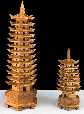 桃木文昌塔13层十三层九层木头的办公室书O房书桌装饰工艺品摆件