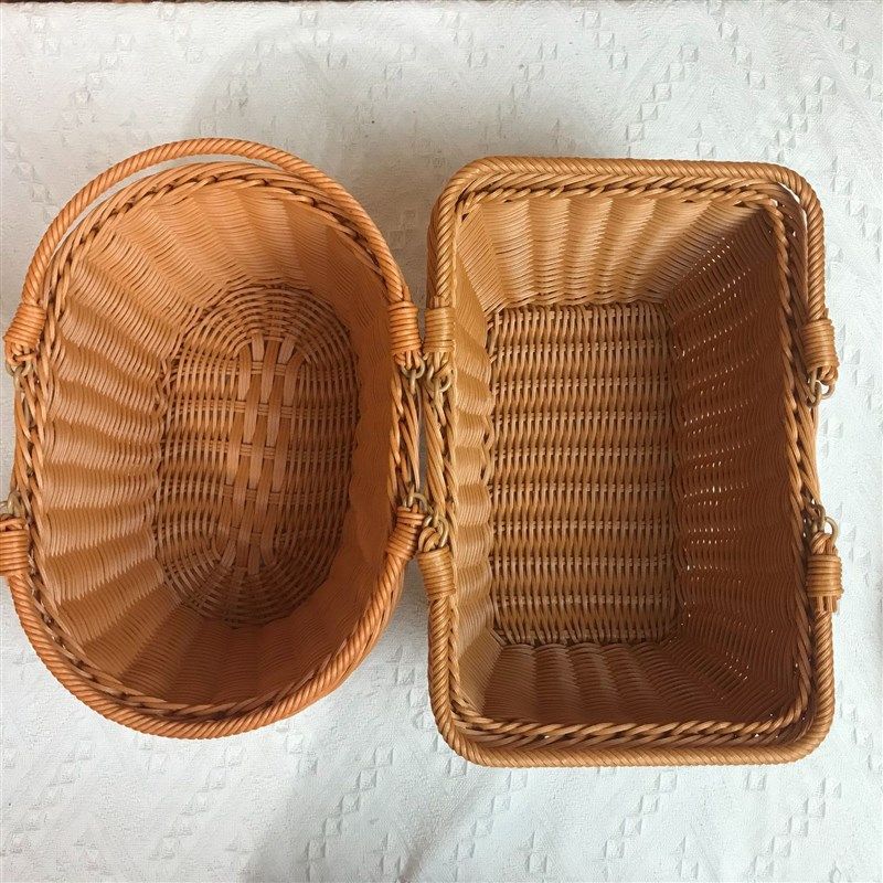 仿藤篮塑料提手购物篮菜r篮子便携式果蔬编织篮采摘果篮零食收纳,收纳整理,其他收纳篮,淘宝优惠券,粉丝福利购,淘宝优惠卷