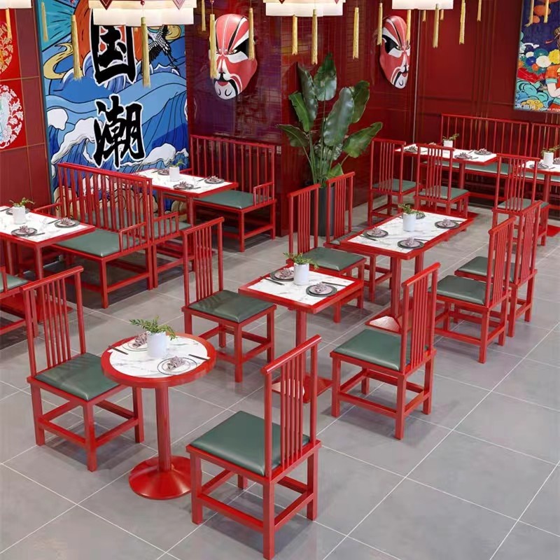 国潮风中c式饭厅饭店火锅店烤鱼店红色卡座沙发餐饮湘菜馆桌椅组,商业/办公家具,卡座,淘宝优惠券,粉丝福利购,淘宝优惠卷