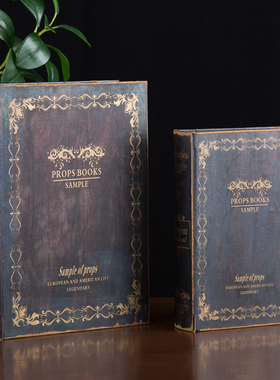 复古怀旧皮书盒假书仿真书t收纳盒装饰品样板房售楼处陈列道具摆