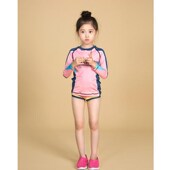 韩国特价 儿童潜水服女童分体速干冲v浪长袖 游泳衣浮潜服亲子装