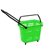 超市购物蓝拉杆j带轮小型便利店水果买菜零食店专用手提篮购物框