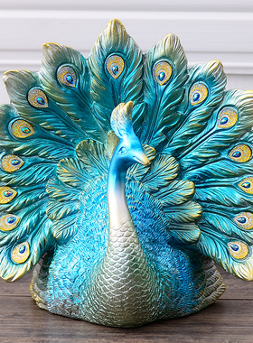 欧式桌面创意复h古孔雀摆件家用客厅电视柜装饰结婚乔迁礼物工艺