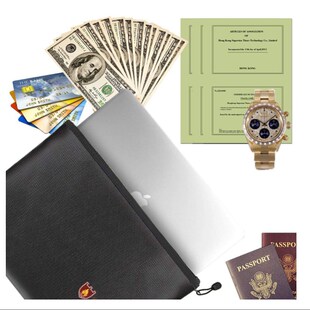 绝火办公A4防水防火文件袋公文包发票资料L拉链式支票加厚阻燃重