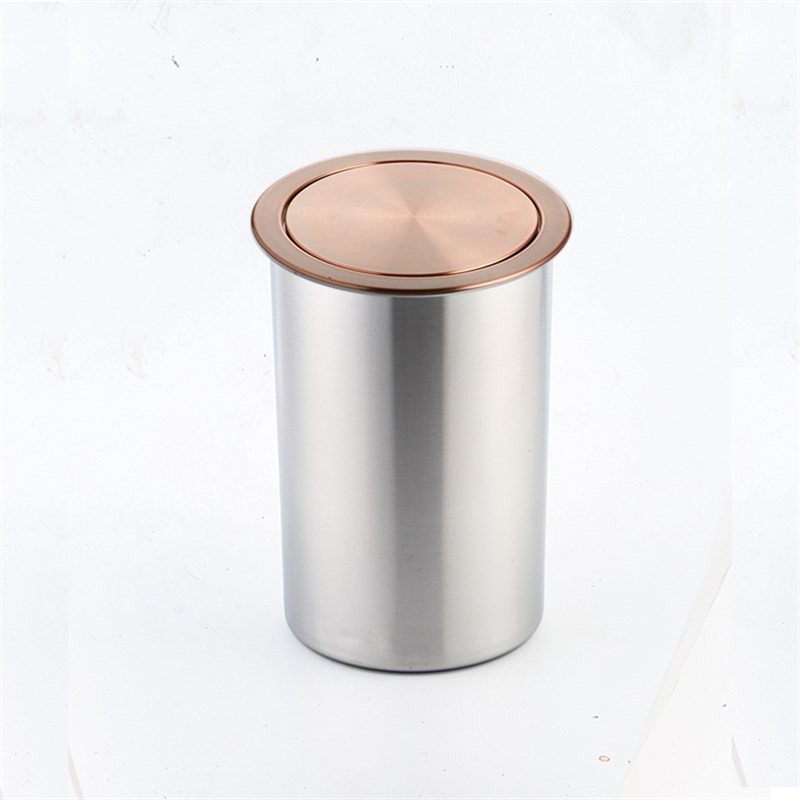 内嵌式台面不f锈钢垃圾桶翻盖摇盖家用厨房暗装嵌入式隐形桶盖子