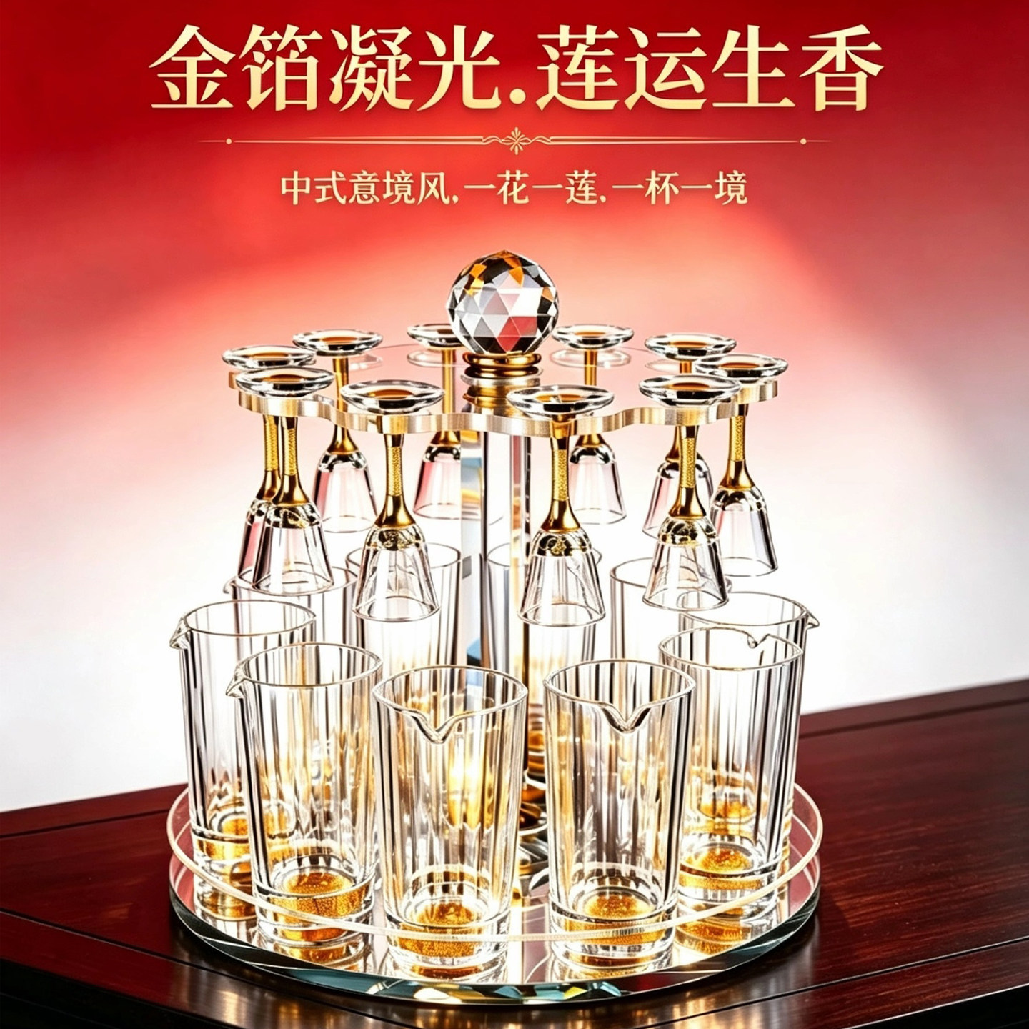 家用白酒杯10ml套装高透玻璃品鉴杯一口杯竖纹分酒器商务宴请酒杯