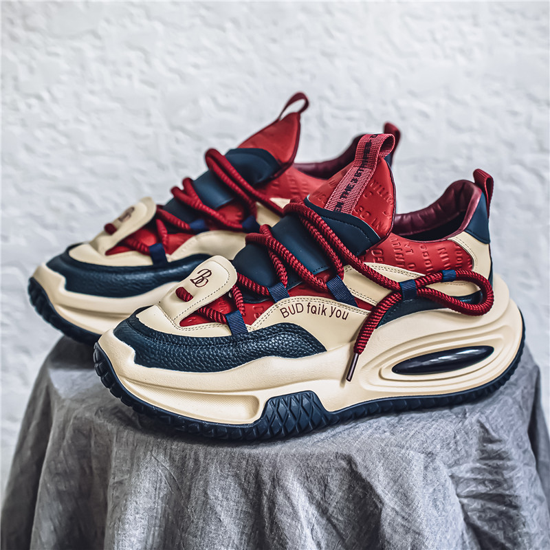 男鞋春季户外跑步耐磨厚底增高运动潮鞋学生校园风百搭网红老爹鞋