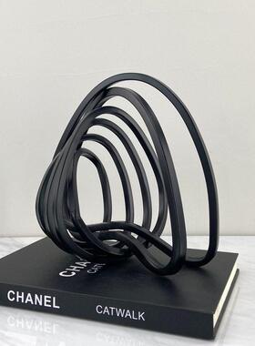 简板约现黑金线圈几何摆件客厅样TCZ房属间色家具展厅陈列软装配