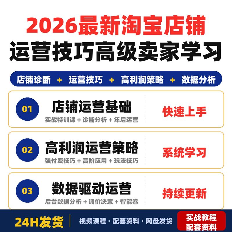 2026最新淘宝店铺运营技巧实战课程适合初中高级卖家学习包含