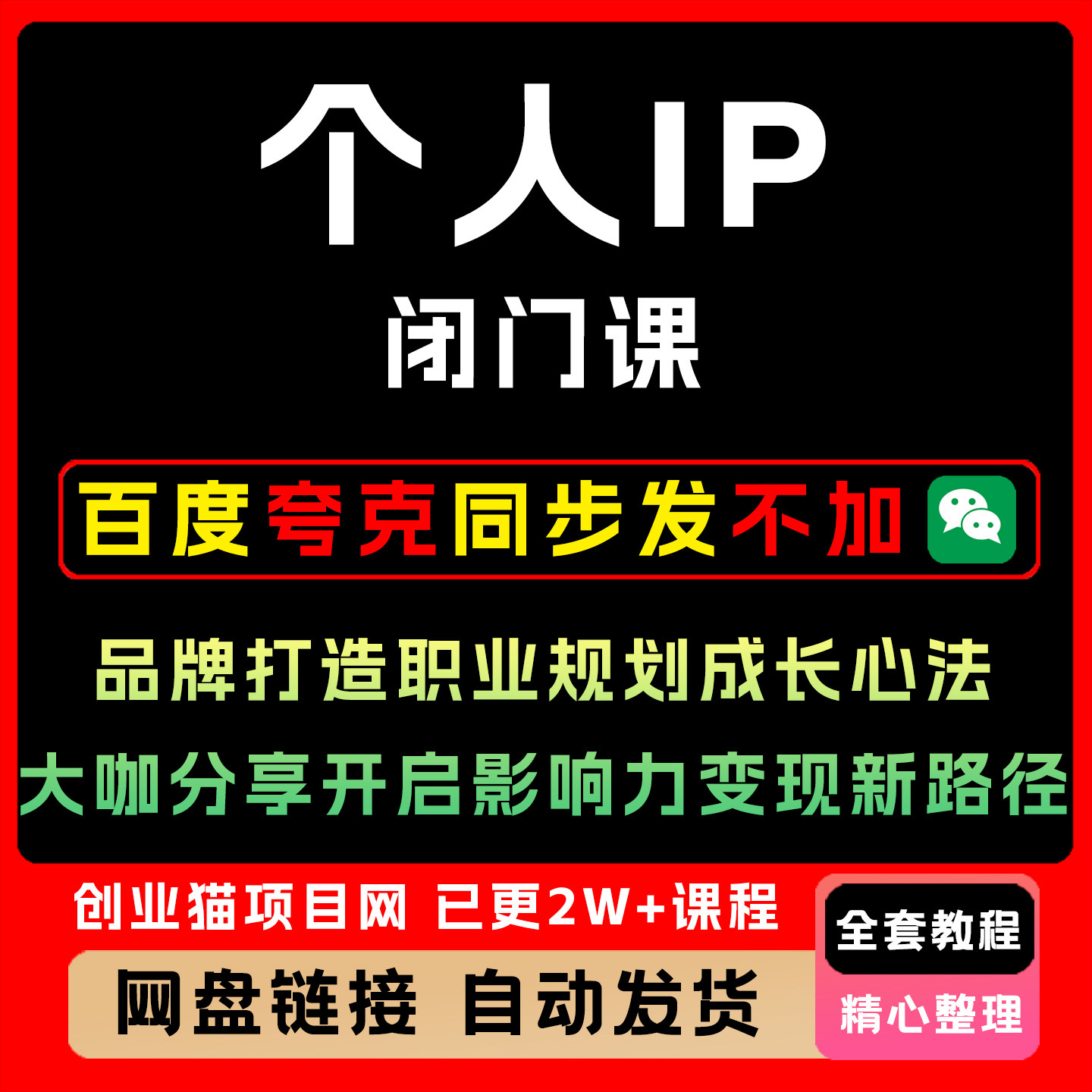 个人IP闭门课品牌打造职业规划成长心法影响力变现多领域分享