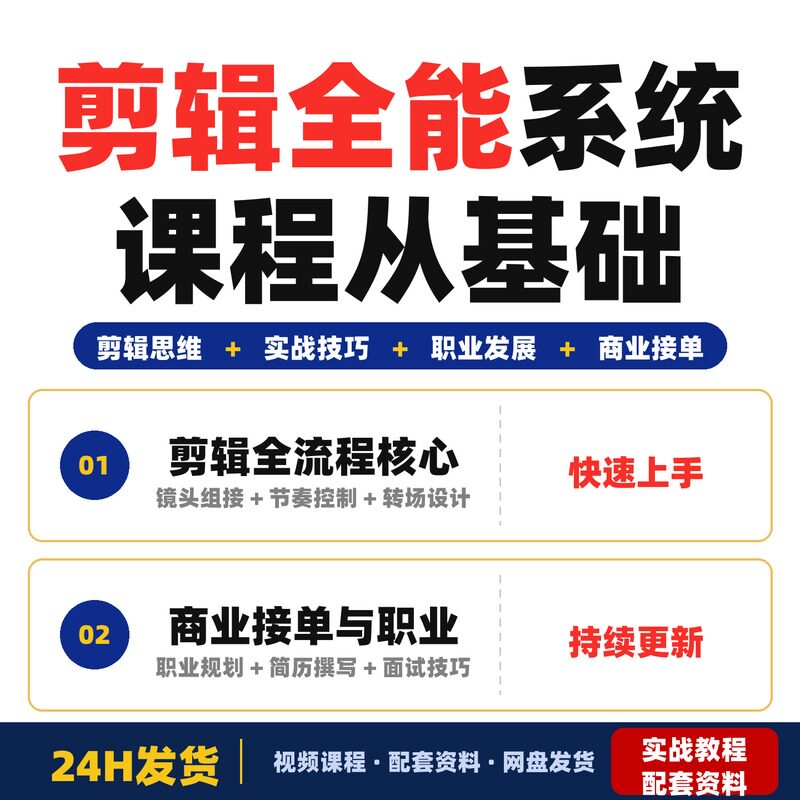 剪辑全能系统课程从基础思维到高级技法零基础也能学适合全套教程