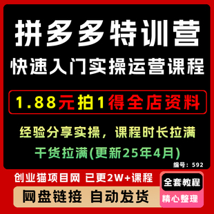 拼多多运营教程特训营新手全套pdd开店电商运营实操课程干货拉满