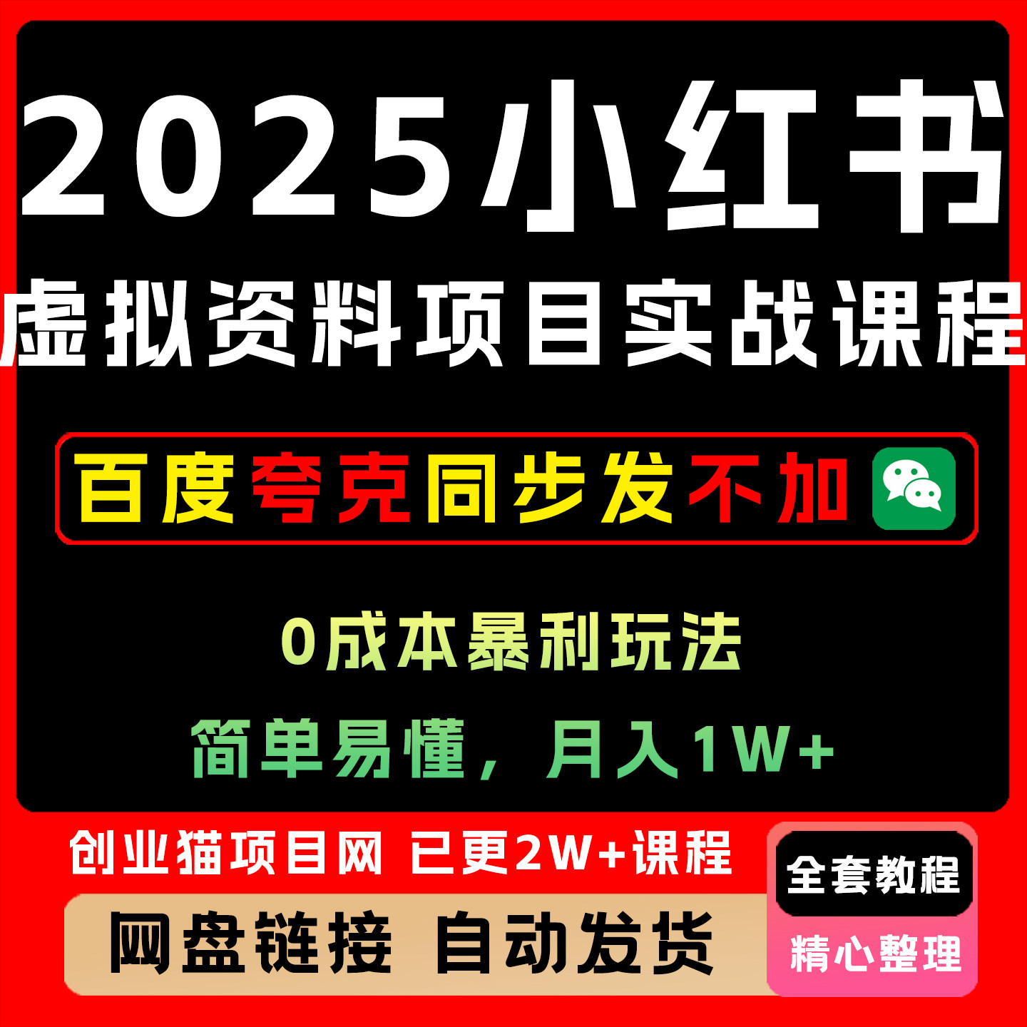 2025小红书虚拟资料项目实战课程，0成本暴利玩法，简单易懂