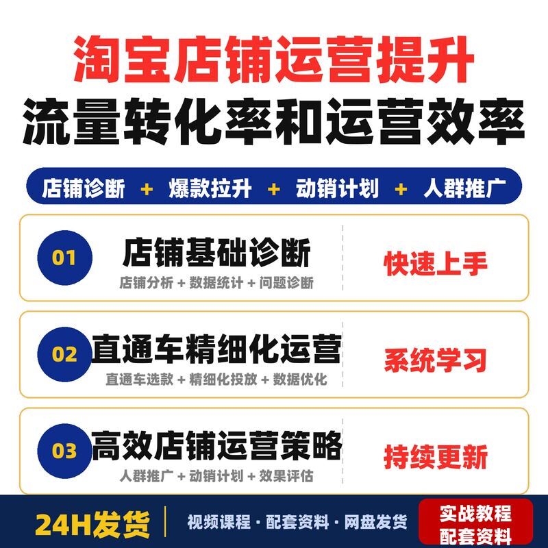 淘宝店铺运营教程从基础到进阶提升流量转化率和运营效率全套教程