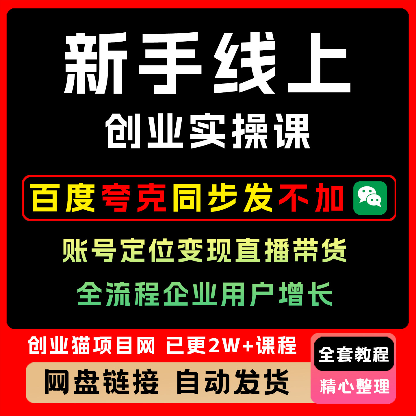 新手线上创业实操课账号定位变现直播带货全流程企业用户增长图片