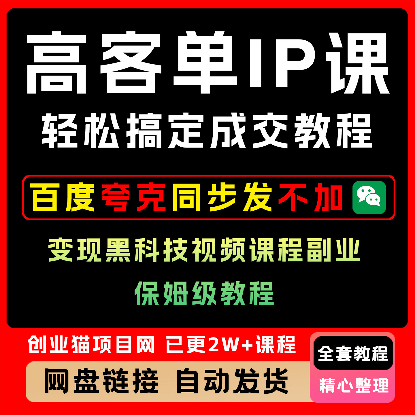 高客单IP课轻松搞定成交教程变现黑科技视频课程副业,保姆级教程