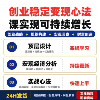 创业稳定变现心法课宏观洞察与微观执行相结合实现可持续增长
