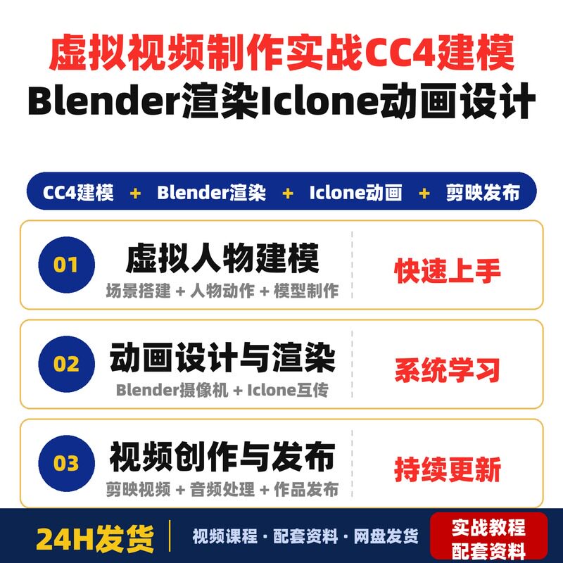 虚拟视频制作实战课CC4建模Blender渲染Iclone动画设计轻