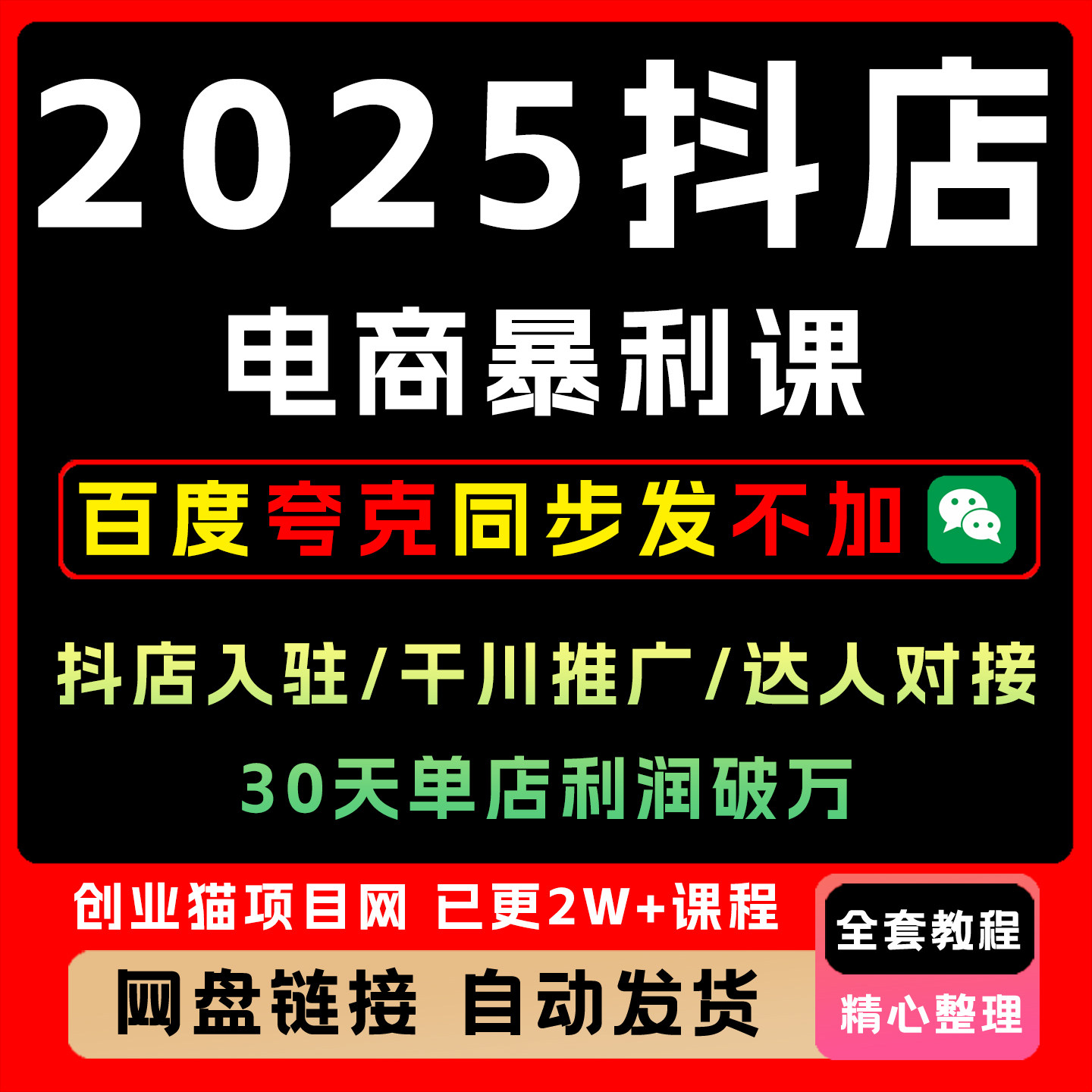 2025年抖店电商暴利课抖店入驻千川推广达人对接30天单店利润破万