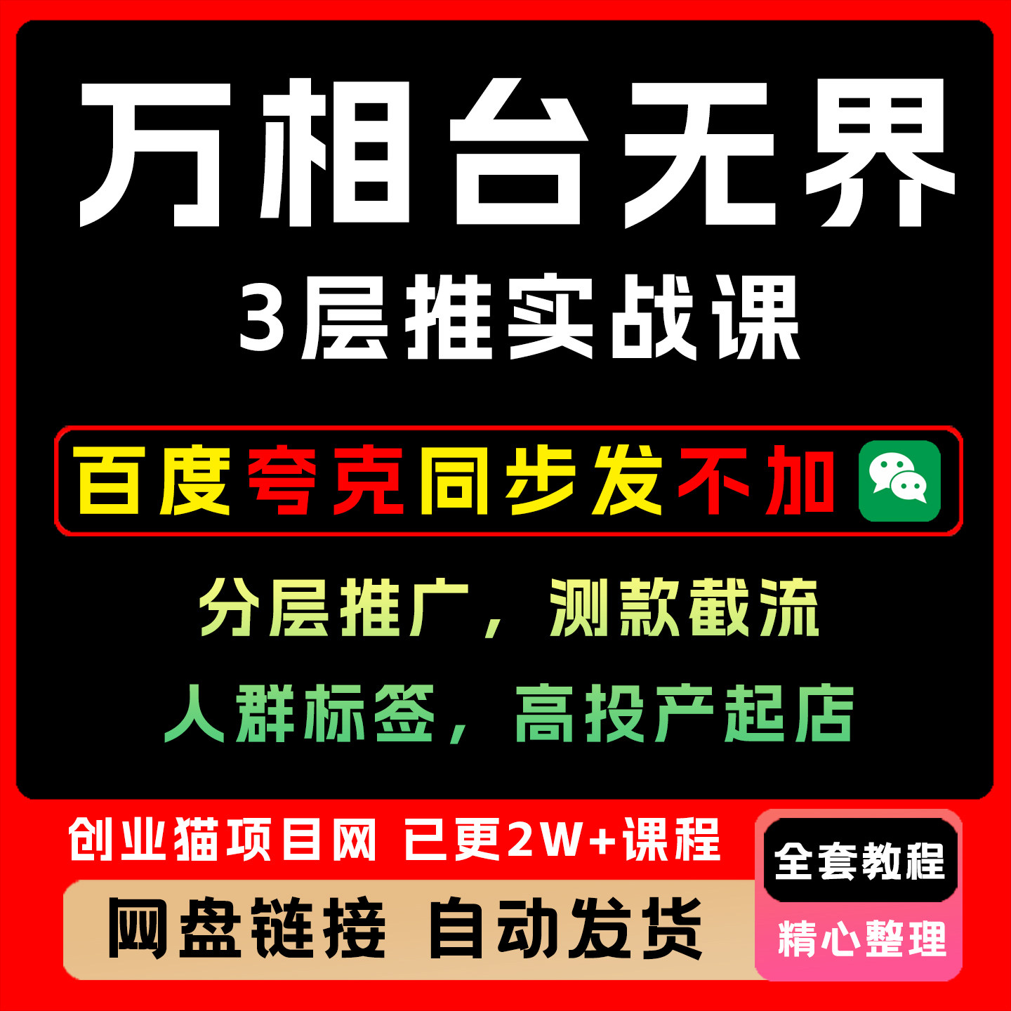 万相台无界3层推实战课:分层推广,测款截流,群标签,高投起店