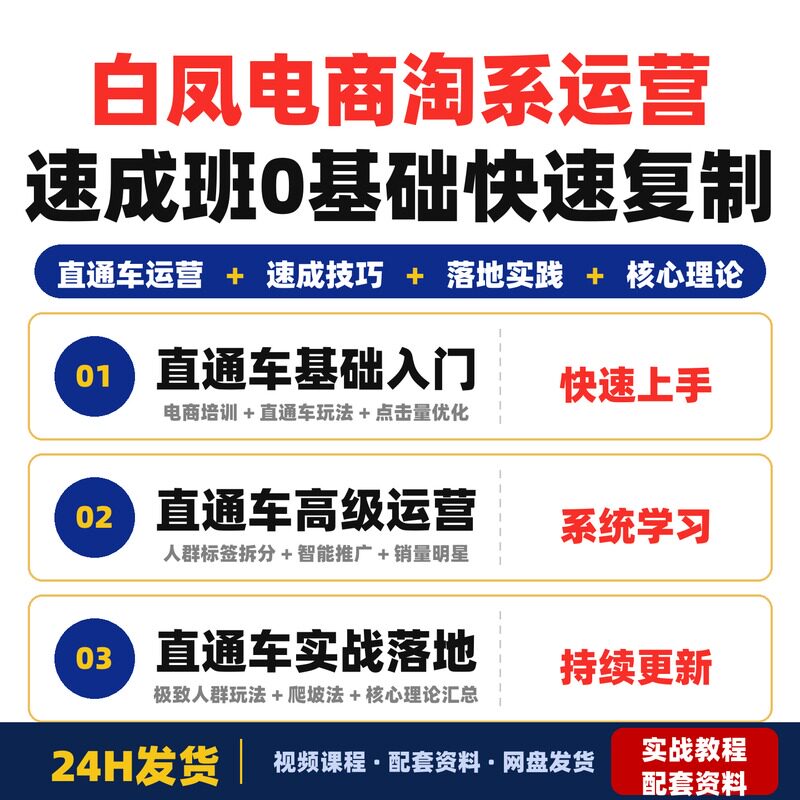 白凤电商淘系运营速成班0基础快速复制落地淘宝直通车运营技巧