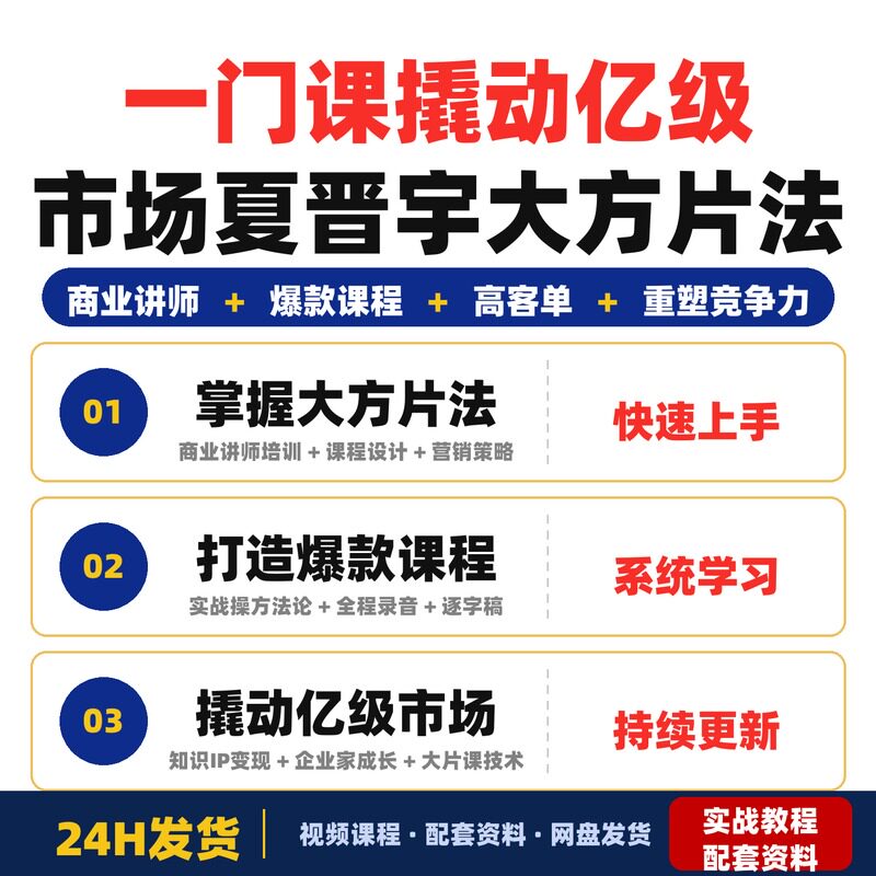 一门课撬动亿级市场夏晋宇大方片法重塑竞争力商业讲师全套教程