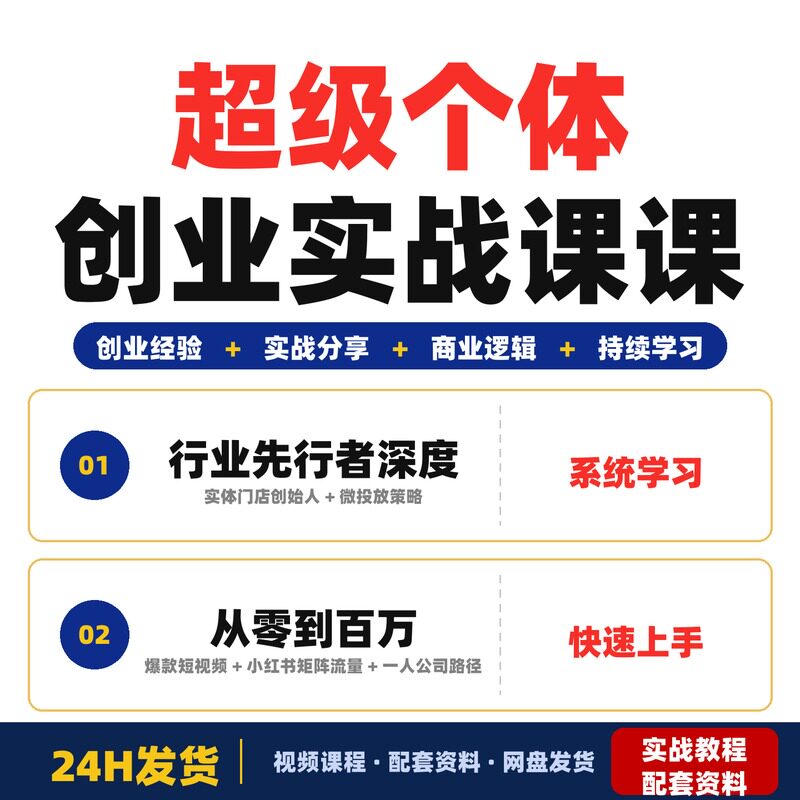 超级个体创业实战课从零到百万成功之路行业先行者深度分享完整版