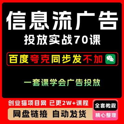 信息流广告投放实战70课 一套课学会信息流广告投放 系统化教程