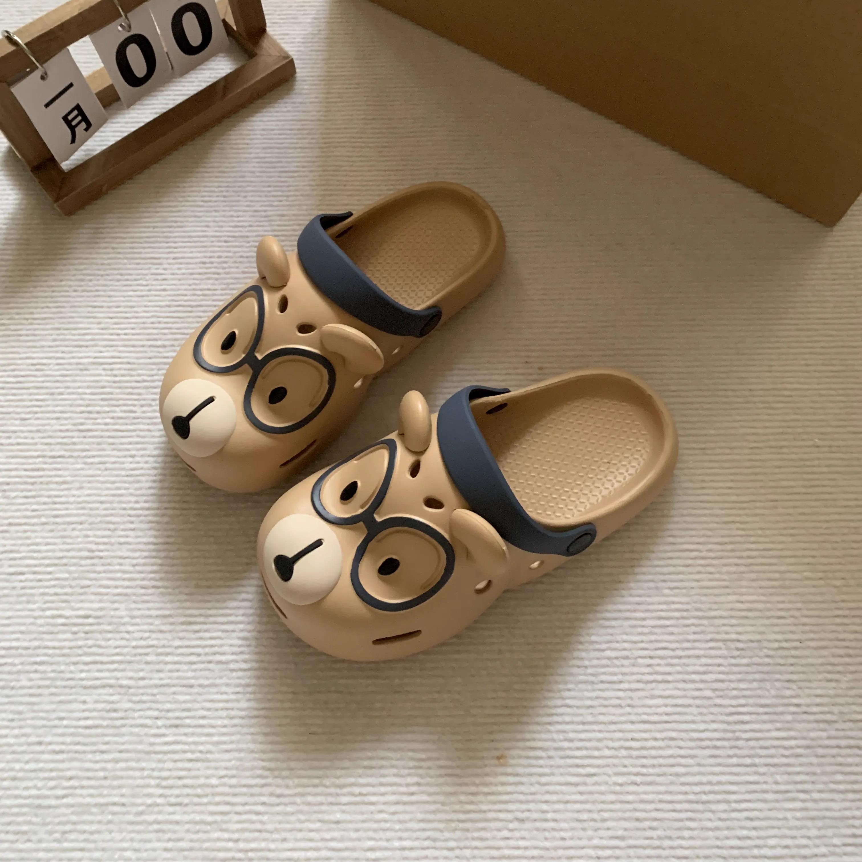 狗狗洞洞拖鞋女厚底夏季外穿可爱增高踩屎感防滑臭eva包头凉拖鞋