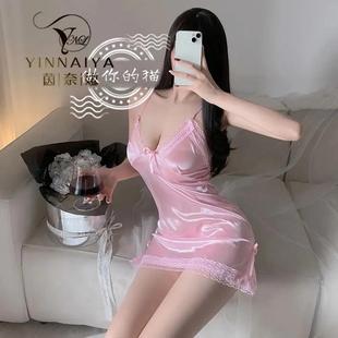 吊带真丝睡衣性感蕾丝V领吊带冰丝睡裙丝绸家居服 性感睡衣季