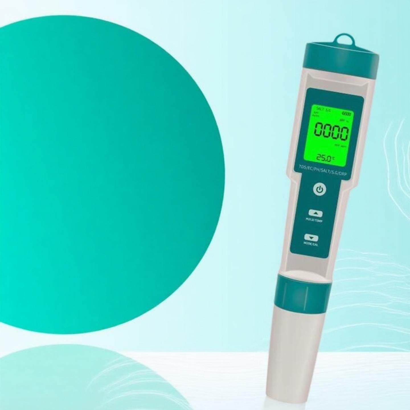 七合一水质检测笔检测PH计/TDS/TEMP/EC/盐度/SG/ORP检测仪测水