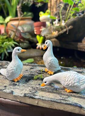 古法鱼缸装饰摆件鸭子造景田园树脂茶几花盆微景观动物花园庭院