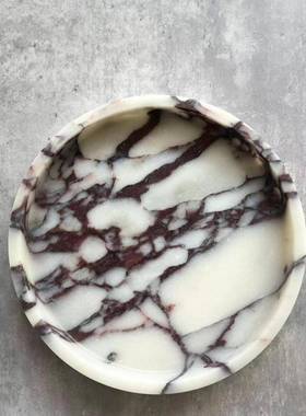 宝格丽印度绿大理石圆形托盘现代风格可定制样板间会所